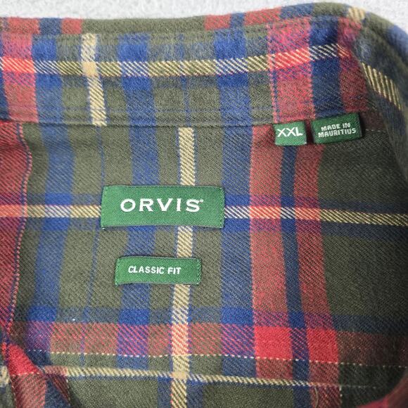 Orvis Perfect Flannel Button Shirt Men XXL Green Red Plaid Casual Workwear - Picture 4 of 10